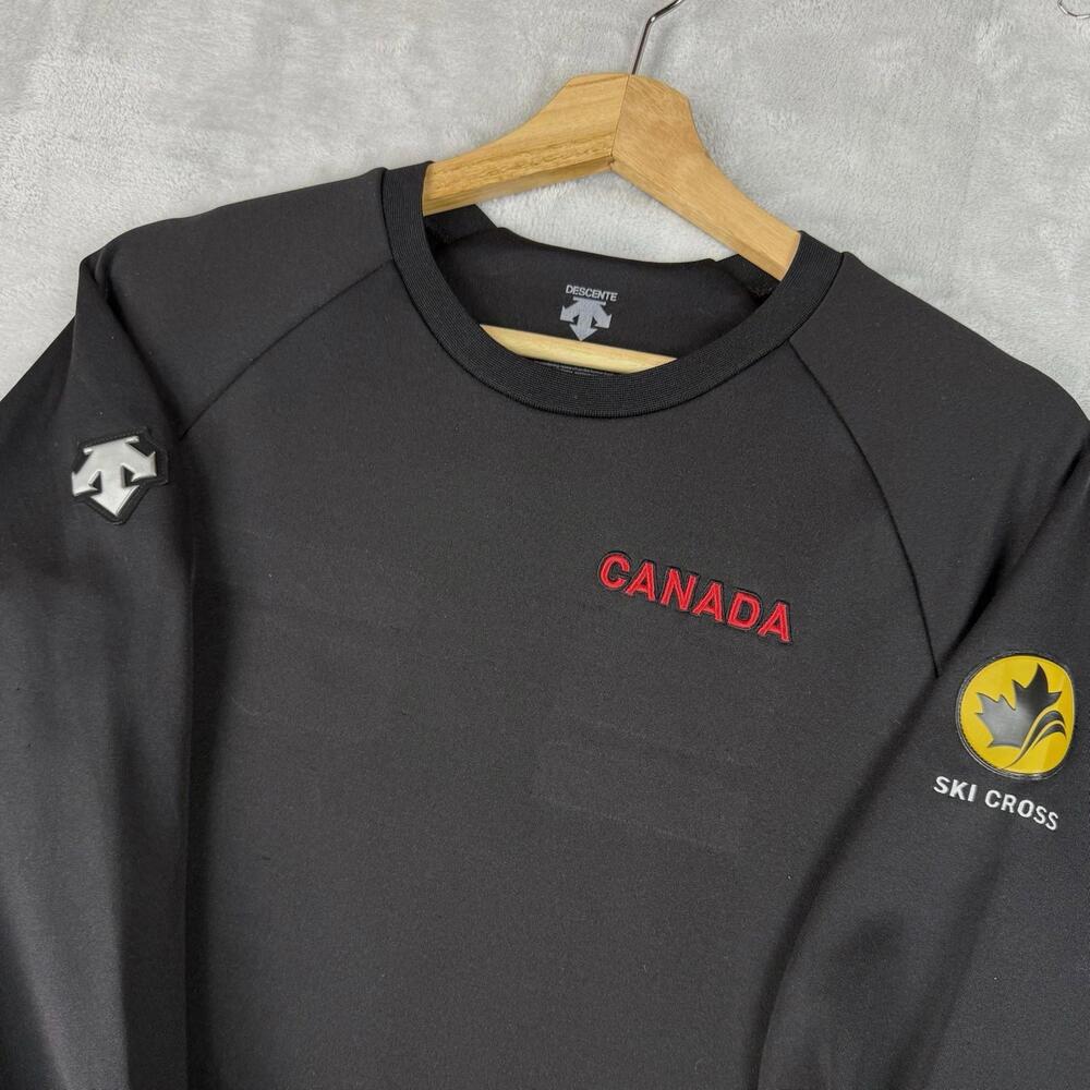 Descente Canada Ski Cross Crewneck Sweatshirt Black Men Size M Space Layer Pro
